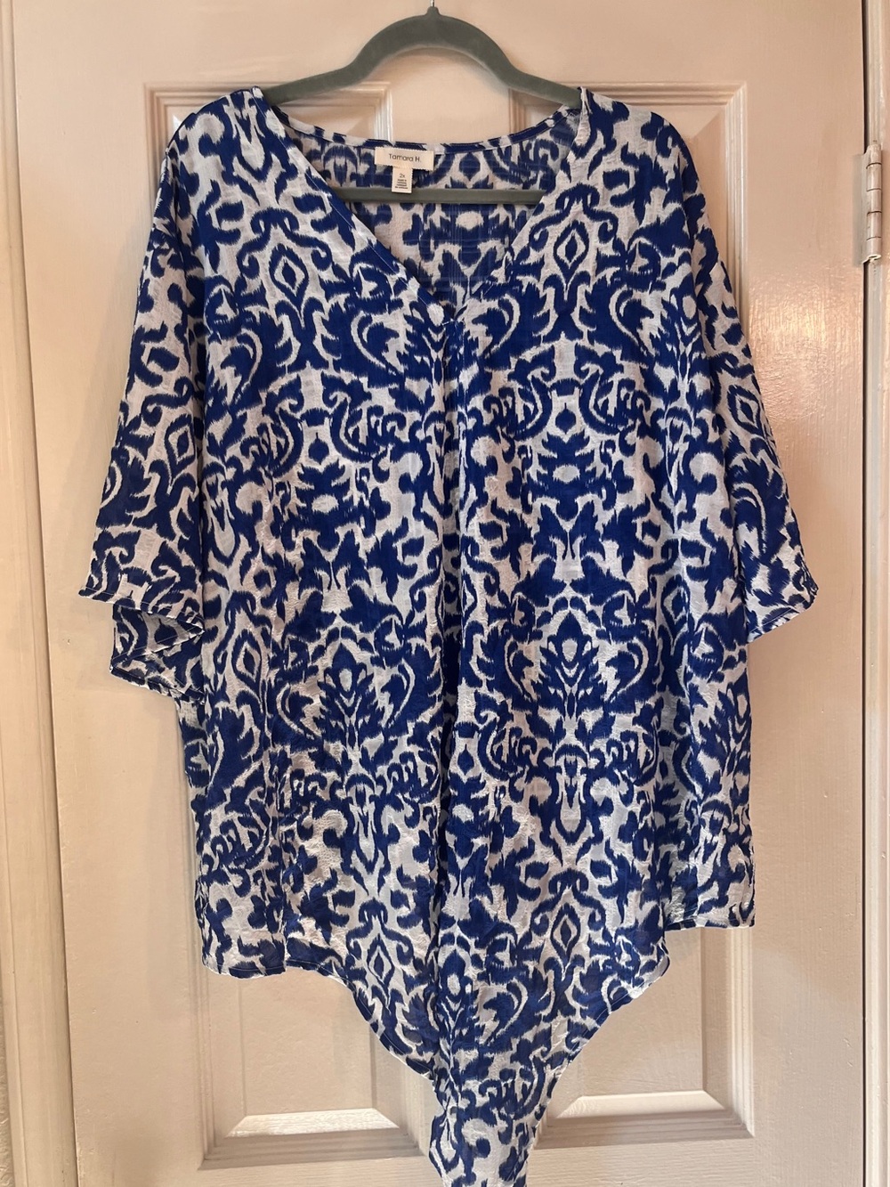 Blue and White Printed Tunic Top